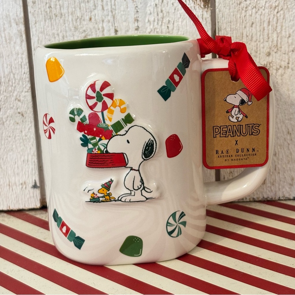 Rae Dunn x Peanuts Christmas Snoopy “The More The Merrier” Holiday Mug NEW